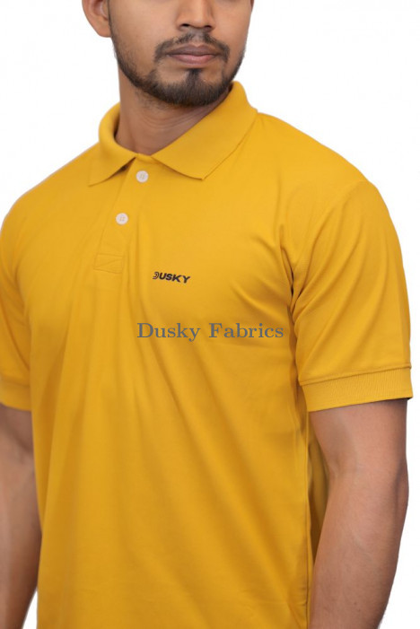 Mens Mustard Polo Neck Polycotton T-shirts
