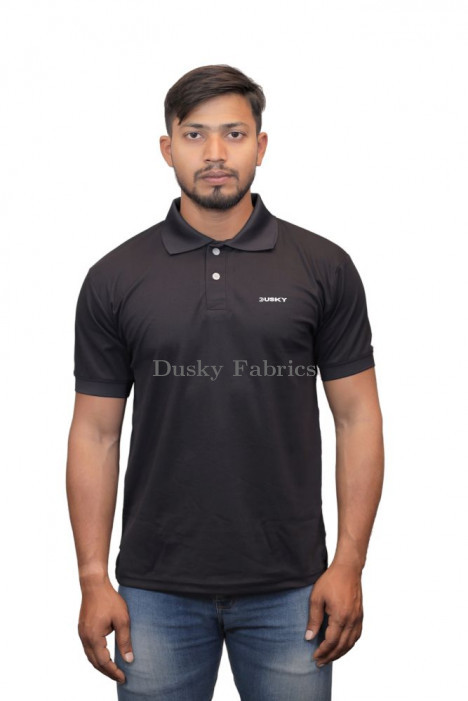 Mens Black Polo Neck Polycotton T-shirts