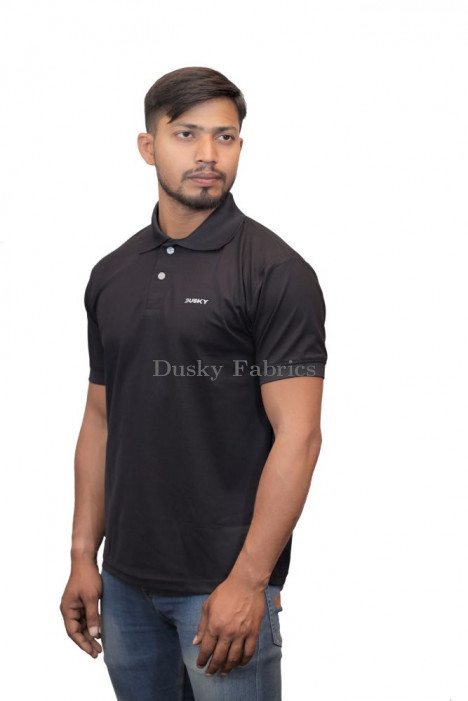 Mens Black Polo Neck Pure Cotton T-shirts