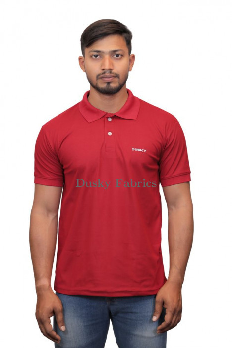 Mens Red Polo Neck Polycotton T-shirts