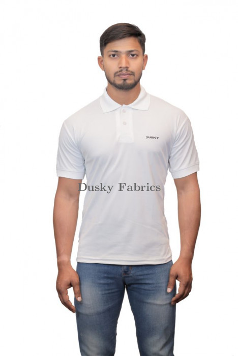 Mens White Polo Neck Pure Cotton T-shirts